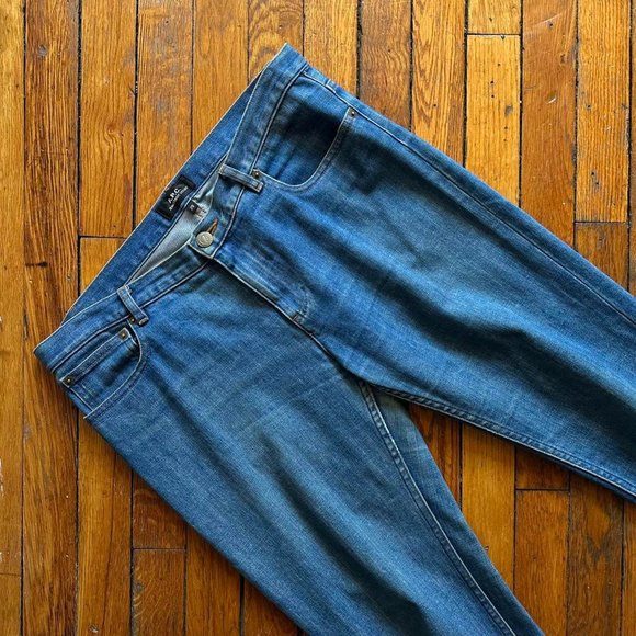A.P.C. Jean Etroit Court Men's Blue Faded Distressed Designer Denim Jeans. - Picture 2 of 8